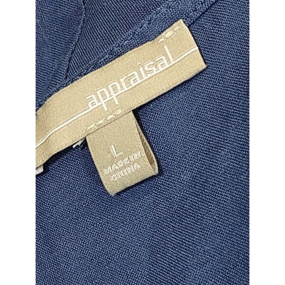 Appraisal Linen Blend Top Blue Bell Sleeve Exposed Zipper Peasant Womens Large - Picture 4 of 7